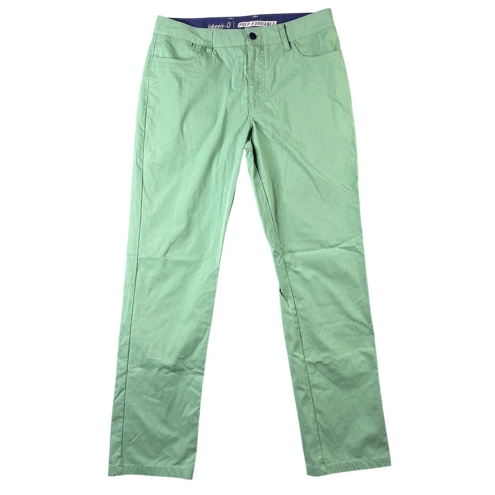 johnnie o Mens PREP-FORMANCE Kiwi Green Chino Pants 33x34 JMPA1200 Golf Stretch - Picture 1 of 10